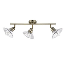 Cosylyte Milan Bathroom 3 Light Modern Ribbed Glass Spotlight - Antique Brass - thumbnail 4