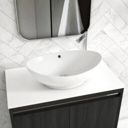 Royal Bathrooms Orion 800mm Hale Black Wall Hung Plain White Countertop Vanity Unit 2 Drawer With Amaze Basin & Chrome Accent Trim - thumbnail 5