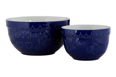 Orsina Set Of 2 Blue & White Mixing Bowls,embossed Stoneware Bowls,large & Small Mixing Bowls Set For Everyday Use - image 1