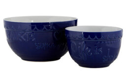 Orsina Set Of 2 Blue & White Mixing Bowls,embossed Stoneware Bowls,large & Small Mixing Bowls Set For Everyday Use - thumbnail 2