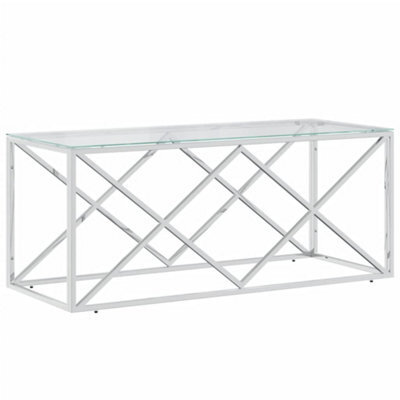 Berkfield Durable Coffee Table 110X45X45 Cm Stainless Steel And Glass - image 1