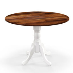 Costway Wooden Dining Table With Round Tabletop & Curved Trestle Legs-Brown - thumbnail 9