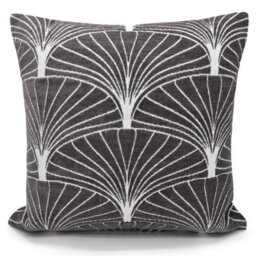Velosso Soft Touch Chenille Decorative Cushion, Zip Closure, Stylish Cotton Chenille Sofa Cushion, Contemporary Style - Charcoal - thumbnail 1