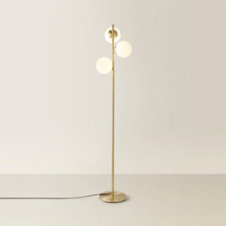 Valuelights Jas 3 Light Gold Metal Stem Floor Lamp With White Frosted Glass Shades - thumbnail 6
