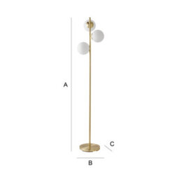 Valuelights Jas 3 Light Gold Metal Stem Floor Lamp With White Frosted Glass Shades - thumbnail 7