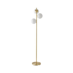 Valuelights Jas 3 Light Gold Metal Stem Floor Lamp With White Frosted Glass Shades - thumbnail 2