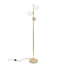 Valuelights Jas 3 Light Gold Metal Stem Floor Lamp With White Frosted Glass Shades - thumbnail 1