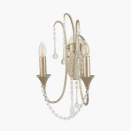 Pacific Lifestyle Belle Antique Silver Leaf Metal And Beaded 2 Light Wall Light - thumbnail 3