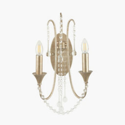 Pacific Lifestyle Belle Antique Silver Leaf Metal And Beaded 2 Light Wall Light
