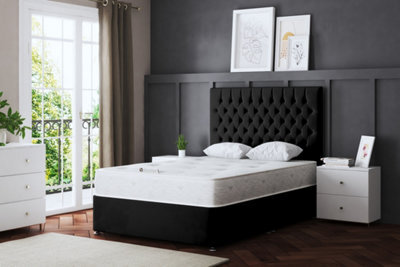 DS Living Seraphine Black Upholstered Divan Bed With Headboard And Four Drawers Kind - image 1