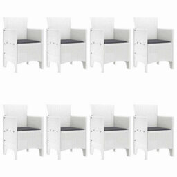 Berkfield Garden Dining Set 9 Pcs White Polt Rattan - thumbnail 4
