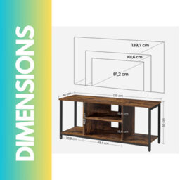 Pirlo Plush 120Cm Wide Tv Stand Cabinet With Open Shelves Rustic Brown Furniture - thumbnail 6