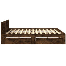 Berkfield Bed Frame With Headboard Without Mattress Smoked Oak 180X200 Cm Super King - thumbnail 6