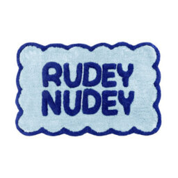 Allure Bath Fashions Rudey Nudey Slogan Scalloped Bath Mat Non Slip Bathroom Rug (Blue) - thumbnail 2