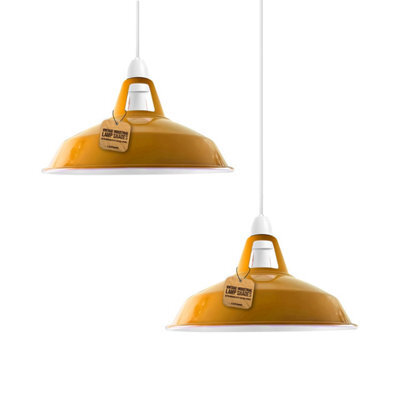 Ledsone Vintage Pendant Lights Metal Lamp Shades In A Retro Style Antique Shades For Ceiling Lights Lampshades,yellow, 2 Pack - image 1