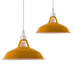 Ledsone Vintage Pendant Lights Metal Lamp Shades In A Retro Style Antique Shades For Ceiling Lights Lampshades,yellow, 2 Pack - thumbnail 7
