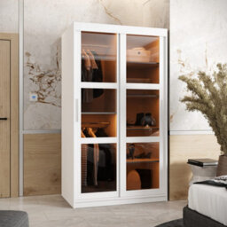 Arte Parma 100Cm Sliding Door Wardrobe In Crisp White - Space-Saving Storage With Smoked Glass Panels - thumbnail 2