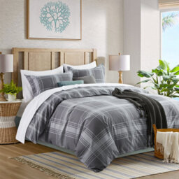 Ameha Printed Duvet Cover 3Piece Set Quilt Microfiber With Matching Pillowcase (Grey Check, Super King 260X220Cm) - thumbnail 2