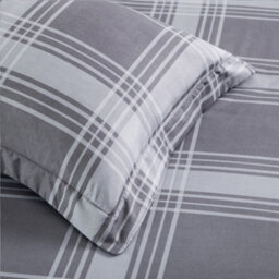 Ameha Printed Duvet Cover 3Piece Set Quilt Microfiber With Matching Pillowcase (Grey Check, Super King 260X220Cm) - thumbnail 7