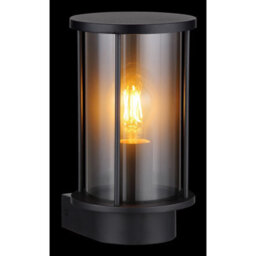 Luminosa Lighting Luminosa Gracey Outdoor Wall Lantern Matt Black Ip54 Smoke Glass Shade 1X E27 - thumbnail 4
