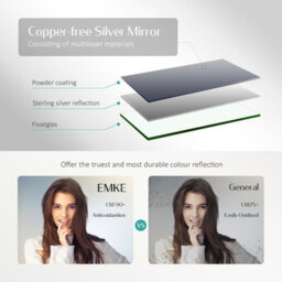Emke Illuminated Led Bathroom Mirror With Demister Pad Wall Mounted Dimmable Led Bathroom Mirror, 500X700mm - thumbnail 5