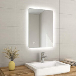Emke Illuminated Led Bathroom Mirror With Demister Pad Wall Mounted Dimmable Led Bathroom Mirror, 500X700mm - thumbnail 1