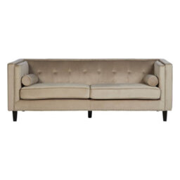 Orsina Felisa 3 Seat Mink Velvet Sofa - thumbnail 1