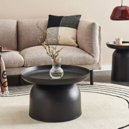 Wyld And Coco Black Metal Round Coffee Table, 60Cm Diameter, Matt Powder-Coated Iron, Geometric Industrial Accent - thumbnail 2