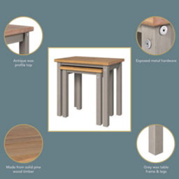 Core Products Linea Grey Wax Nest Of 2 Tables H51.1Cm X W53.0Cm X D35.0Cm - thumbnail 4