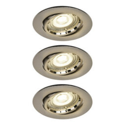 GoodHome Salk Brushed Chrome Nickel Effect Adjustable Led Neutral White Downlight 4.8W Ip20, Pack Of 3