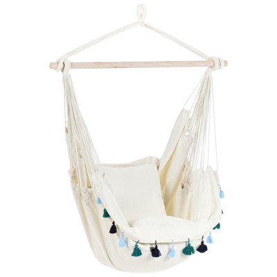 Beliani Hanging Chair Varena Cotton Blue - image 1