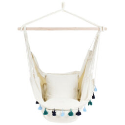 Beliani Hanging Chair Varena Cotton Blue - thumbnail 5