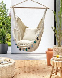 Beliani Hanging Chair Varena Cotton Blue - thumbnail 2