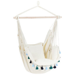 Beliani Hanging Chair Varena Cotton Blue - thumbnail 1