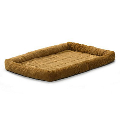 Midwest Homes For Pets Quiettime Dog Bed - Cinnamon Faux Fur Bolster, -Soft And Machine Washable, Fits 122 Cm Crates Carriers