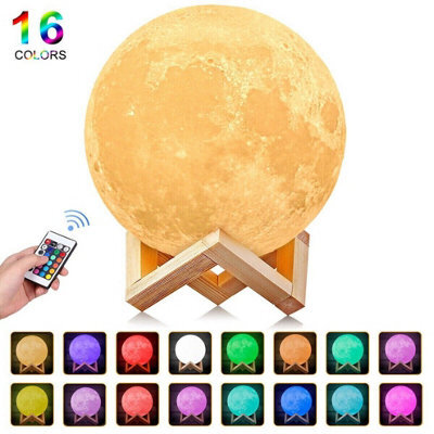 16 Colors Led Moon Lamp 3D Bedroom Night Light Usb Star Galaxy W/ Stand Remote - image 1
