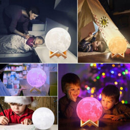 16 Colors Led Moon Lamp 3D Bedroom Night Light Usb Star Galaxy W/ Stand Remote - thumbnail 6