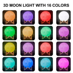 16 Colors Led Moon Lamp 3D Bedroom Night Light Usb Star Galaxy W/ Stand Remote - thumbnail 5