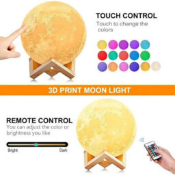 16 Colors Led Moon Lamp 3D Bedroom Night Light Usb Star Galaxy W/ Stand Remote - thumbnail 2