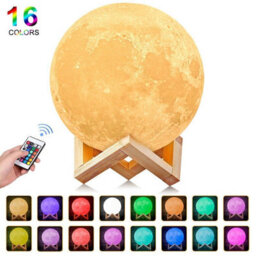 16 Colors Led Moon Lamp 3D Bedroom Night Light Usb Star Galaxy W/ Stand Remote - thumbnail 1