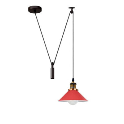 Red Industrial Pendant Light Vintage Edison 22Cm Metal Shade Adjustable 2M Cable Ceiling Lamp For Kitchen Island 60W E27 Bulb Base - image 1