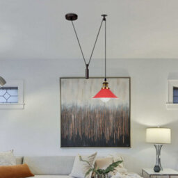 Red Industrial Pendant Light Vintage Edison 22Cm Metal Shade Adjustable 2M Cable Ceiling Lamp For Kitchen Island 60W E27 Bulb Base - thumbnail 3