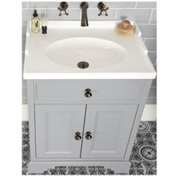 Homestylestore 630mm Light Grey Bathroom Vanity Unit With Basin And Bronze Round Handles - thumbnail 2