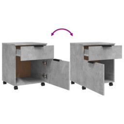 Walplus Mobile File Cabinet With Wheels Concrete Grey 45X38X54 Cm Engineered Wood - thumbnail 6