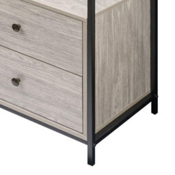 Alva Open Double Wardrobe With 2 Drawers Grey Oak Storage Clothes Hanging Rail Stand - thumbnail 6