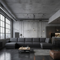 Wilma Large U Shape Sofa Bed Corner With Storage Polyurethane Foam Wave Spring Wooden Legs 370X186X85Cm Black And Melange Right