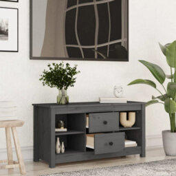 Berkfield Stylish Tv Cabinet Grey 103X36.5X52 Cm Solid Wood Pine - thumbnail 6