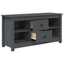 Berkfield Stylish Tv Cabinet Grey 103X36.5X52 Cm Solid Wood Pine - thumbnail 4