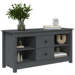 Berkfield Stylish Tv Cabinet Grey 103X36.5X52 Cm Solid Wood Pine - thumbnail 7