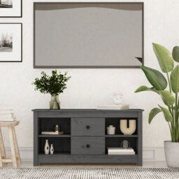 Berkfield Stylish Tv Cabinet Grey 103X36.5X52 Cm Solid Wood Pine - thumbnail 2